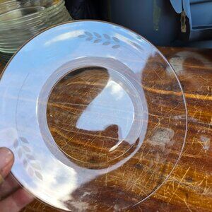 Anchor Hocking? Cut Laurel Leaf Clear Glass Plate Vintage GUC Cute!